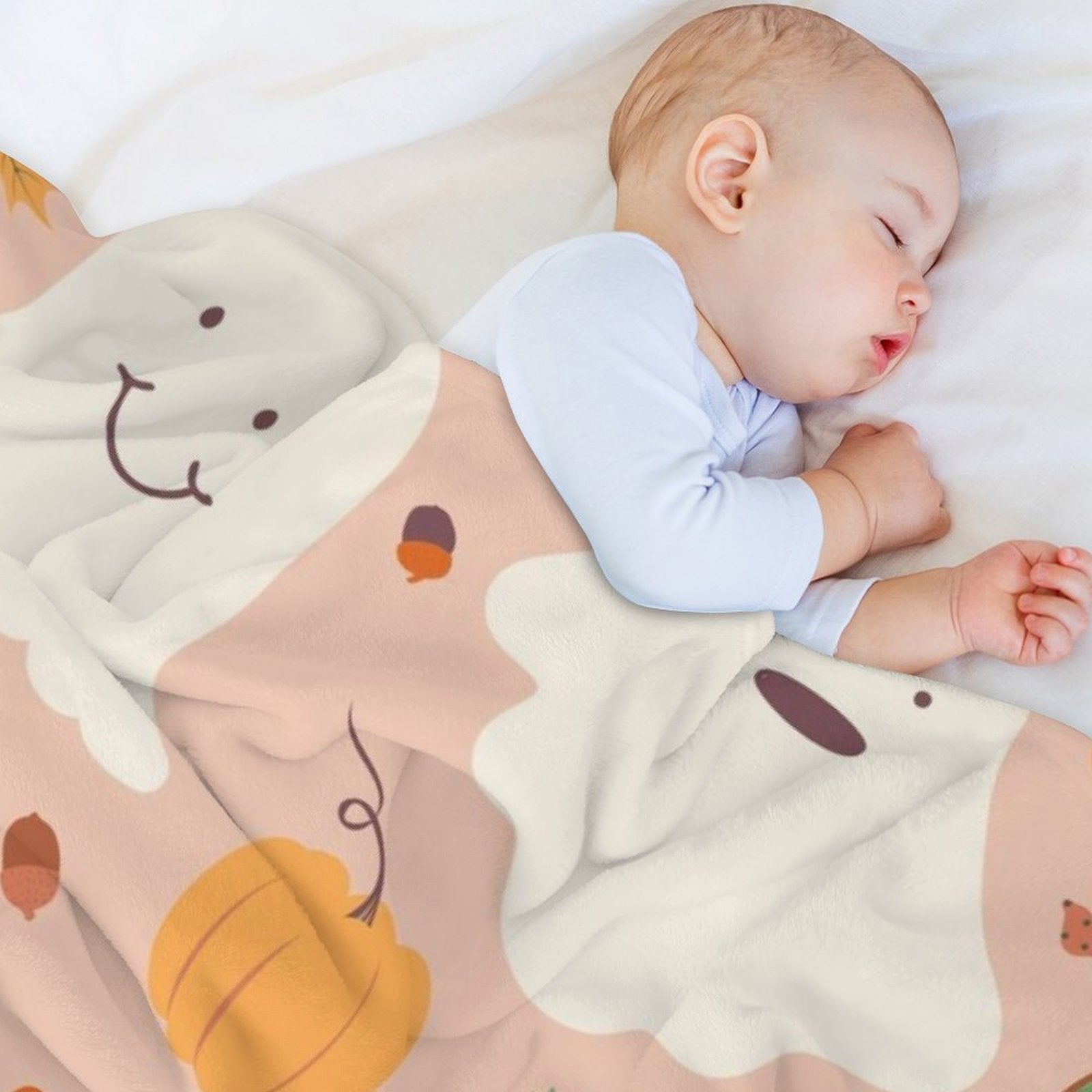 Kawaii Autumnal Ghosts Blanket