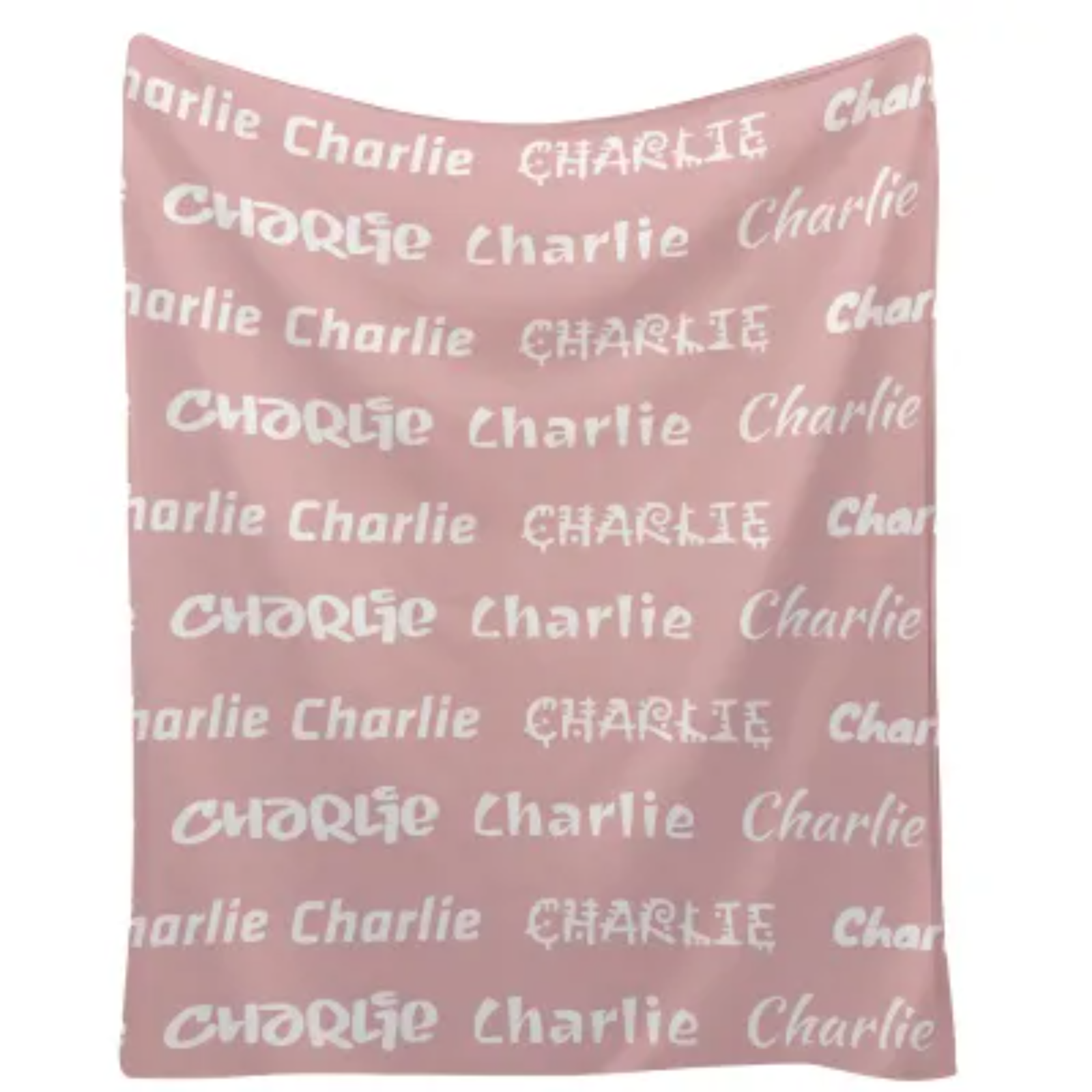 Name Pattern Pink Blanket