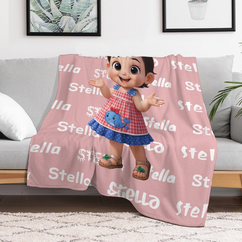 Character & Name Pattern Pink Blanket