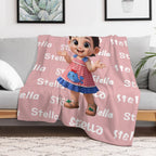 Character & Name Pattern Pink Blanket