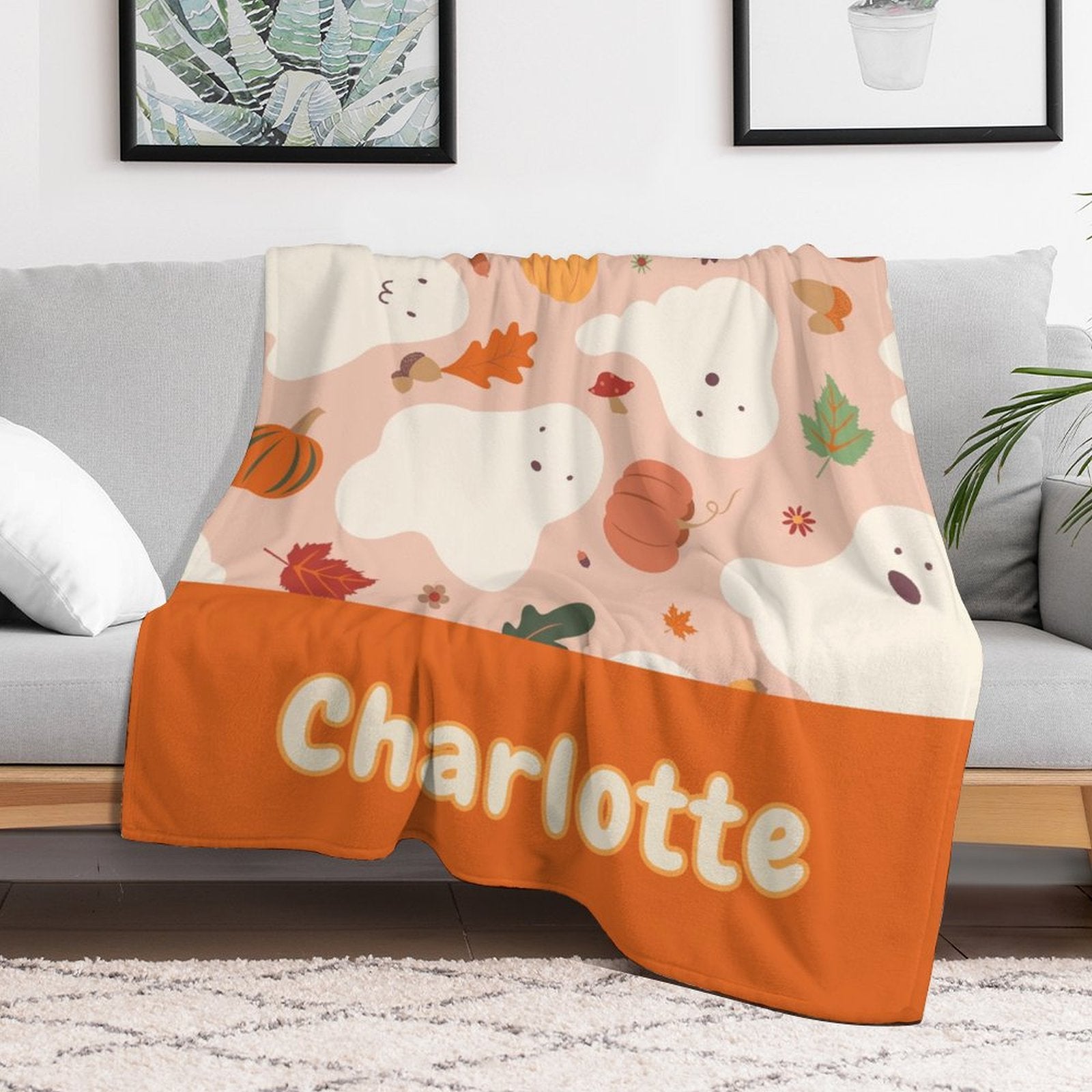 Kawaii Autumnal Ghosts Blanket