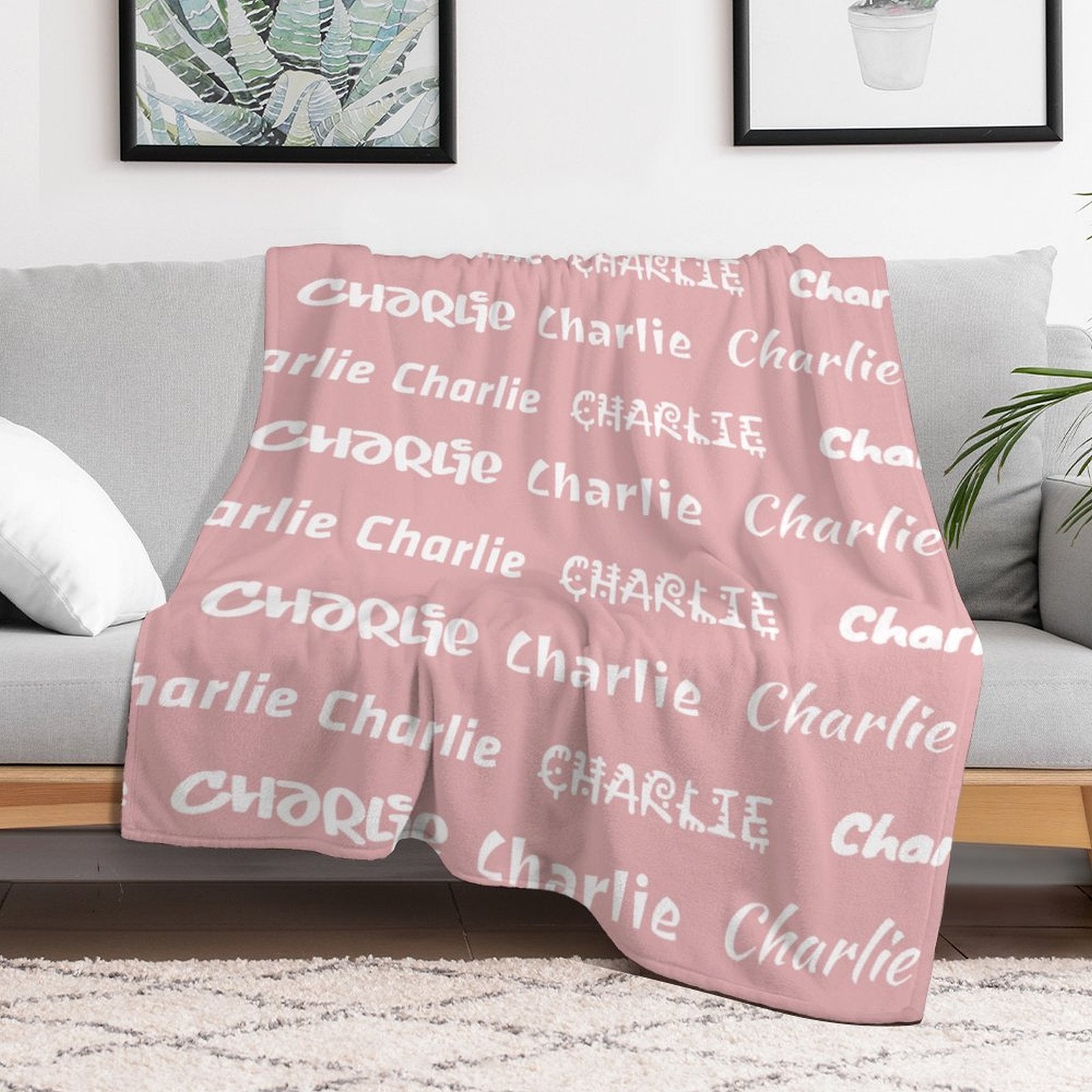 Name Pattern Pink Blanket