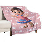 Character & Name Pattern Pink Blanket