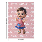Character & Name Pattern Pink Blanket