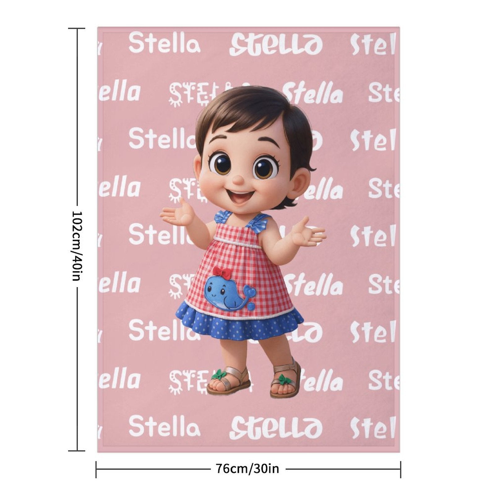 Character & Name Pattern Pink Blanket