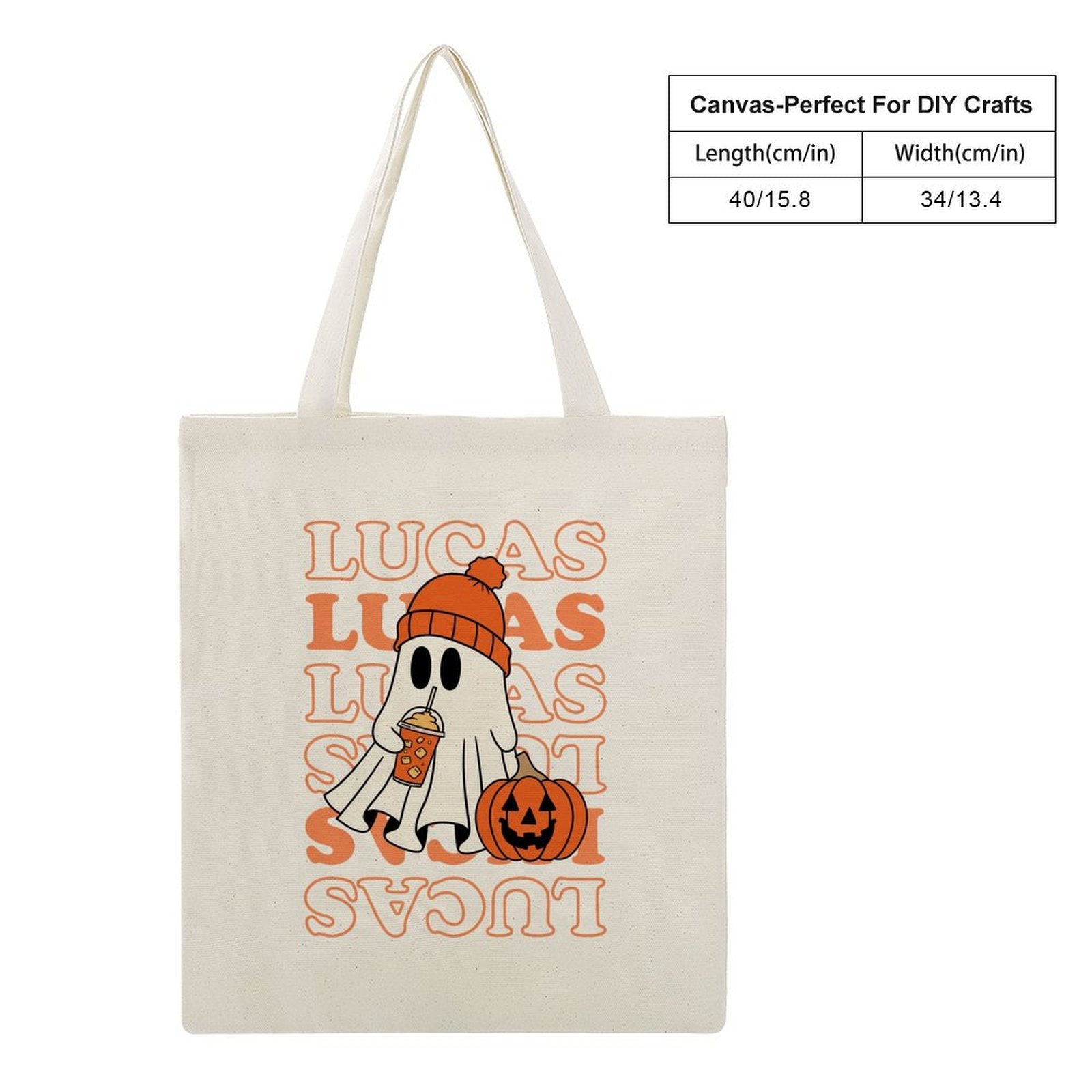 Ghost & Pumpkin Canvas Tote Bag