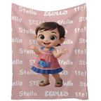 Character & Name Pattern Pink Blanket