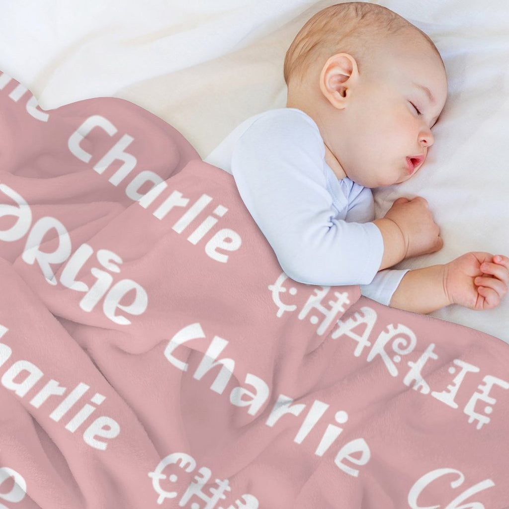 Character & Name Pattern Pink Blanket