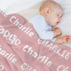Character & Name Pattern Pink Blanket