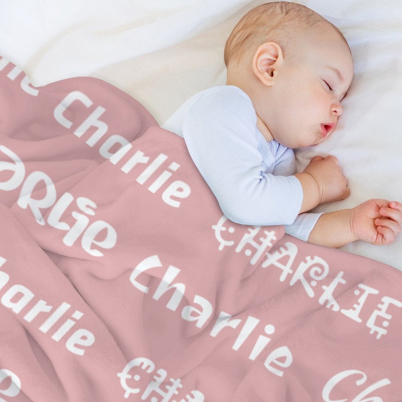 Character & Name Pattern Pink Blanket