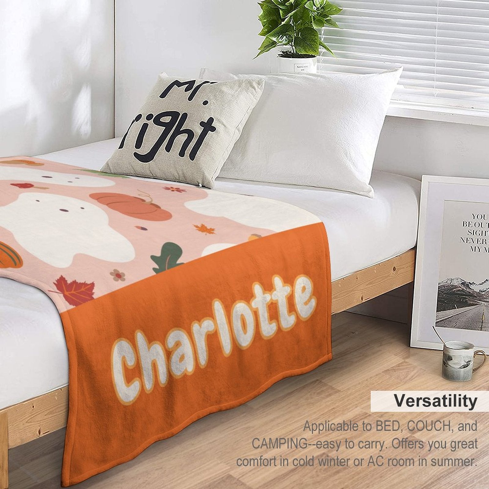 Kawaii Autumnal Ghosts Blanket