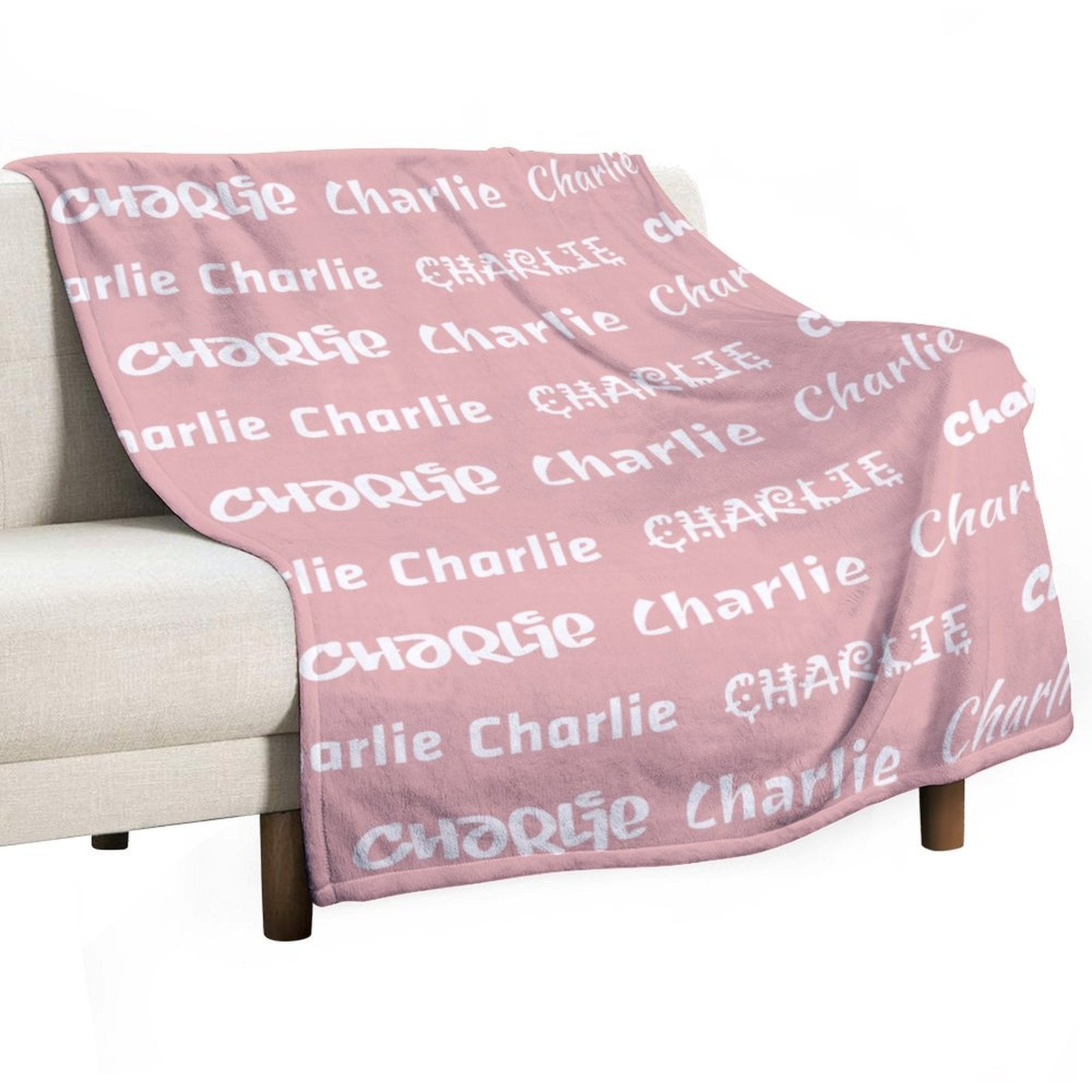 Name Pattern Pink Blanket